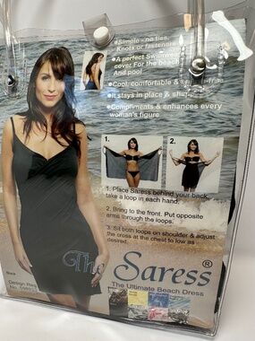 The Saress Black Swim Cover Up Dress XL | Convertible Beach Wrap | NEW